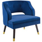 Traipse Button Tufted Open Back Performance Velvet Armchair by Modway