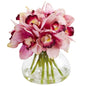 Cymbidium Orchid Artificial Arrangement in Glass Vase