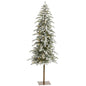 6.5' Flocked Washington Alpine Christmas Artificial Tree w/250 White Warm LED