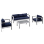 Shore 4 Piece Sunbrella¨ Fabric Outdoor Patio Aluminum Set by Modway