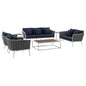 Stance 7 Piece Outdoor Patio Aluminum Sectional Sofa Set by Modway