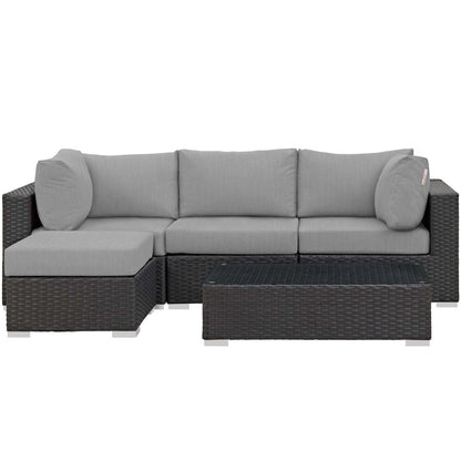 Sojourn 5 Piece Outdoor Patio Sunbrella¨ Sectional Set by Modway