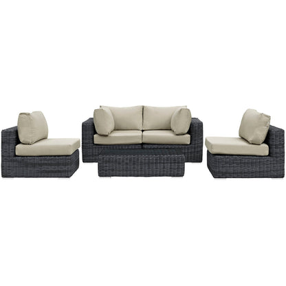 Summon 5 Piece Outdoor Patio Sunbrella¨ Sectional Set by Modway