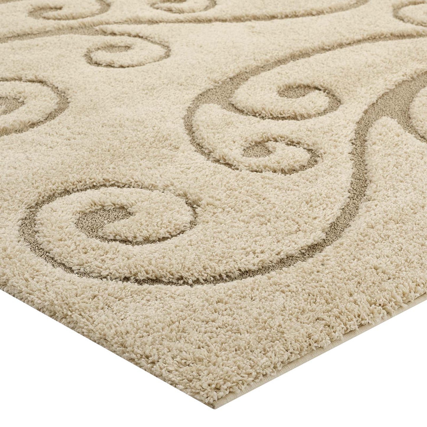 Jubilant Sprout Scrolling Vine Shag 8x10 Area Rug by Modway