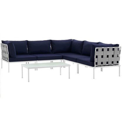 Harmony 6 Piece Outdoor Patio Aluminum Sectional Sofa Set by Modway