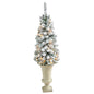3.5' Flocked Pencil Artificial Christmas Tree w/ 50 Clear Lights & 132 Bendable