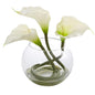 9'' Calla Lily Artificial Arrangement in Rounded Glass Vase