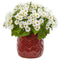 Daisy Artificial Arrangement in Red Planter