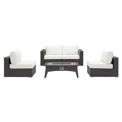 Convene 5 Piece Set Outdoor Patio with Fire Pit by Modway