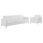 Loft Tufted Upholstered Faux Leather Sofa and Armchair Set by Modway