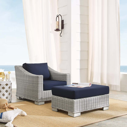 Conway 2-Piece Sunbrella¨ Outdoor Patio Wicker Rattan Armchair and Ottoman Set by Modway
