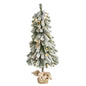 3' Flocked Alpine Christmas Artificial Tree w/ 50 Lights, 177 Bendable Branches