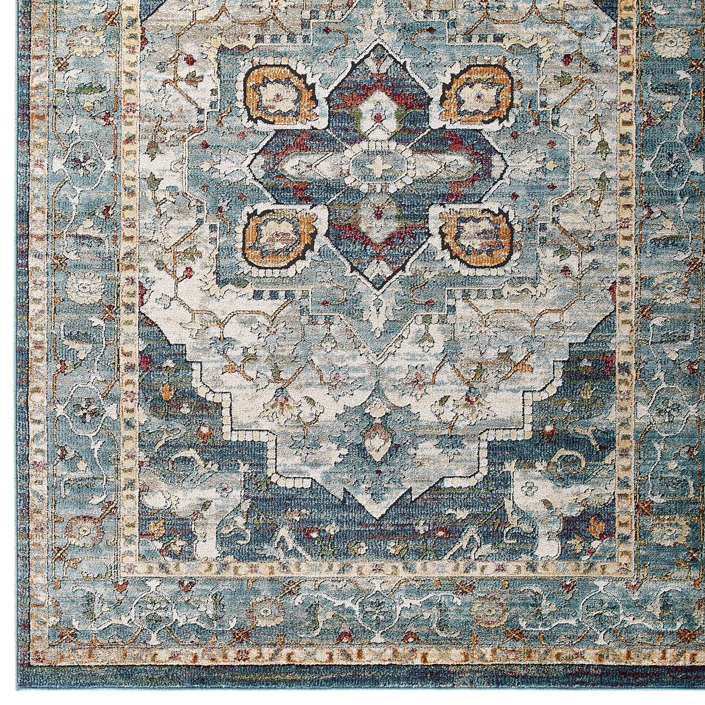 Tribute Diantha Distressed Vintage Floral Vintage Medallion 5x8 Area Rug by Modway