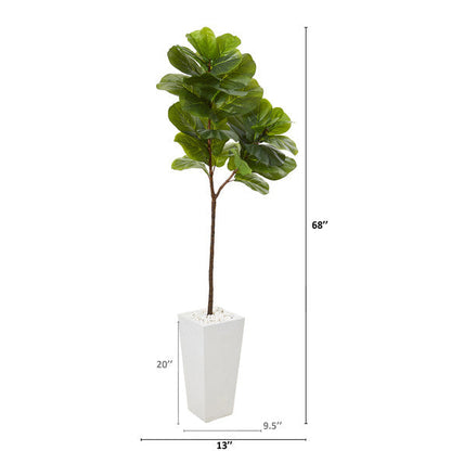68" Fiddle Leaf Artificial Tree in White Planter (Real Touch)