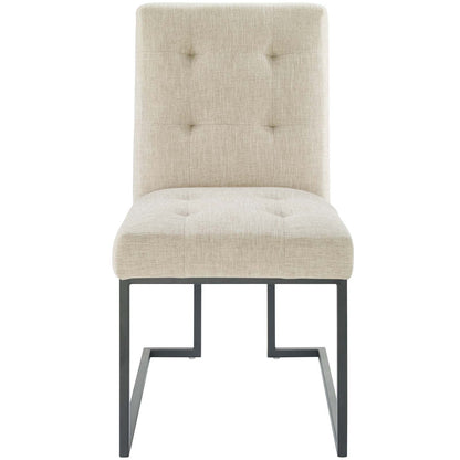 Privy Black Stainless Steel Upholstered Fabric Dining Chair by Modway