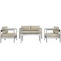Shore 4 Piece Outdoor Patio Aluminum Sectional Sofa Set by Modway
