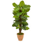5' Large Leaf Philodendron Artificial Plant in Terracotta Planter (Real Touch)