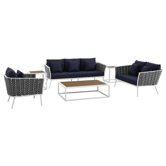 Stance 6 Piece Outdoor Patio Aluminum Sectional Sofa Set by Modway