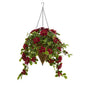 3.5' Poinsettia and Variegated Holly Artificial Plant in Hanging Cone Basket