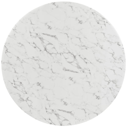 Lippa 54" Round Faux Marble Dining Table with Tripod Base by Modway