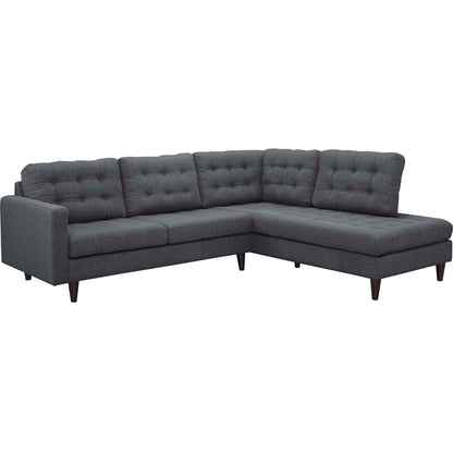Empress 2 Piece Upholstered Fabric Right Facing Bumper Sectional by Modway