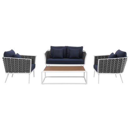 Stance 4 Piece Outdoor Patio Aluminum Sectional Sofa Set by Modway