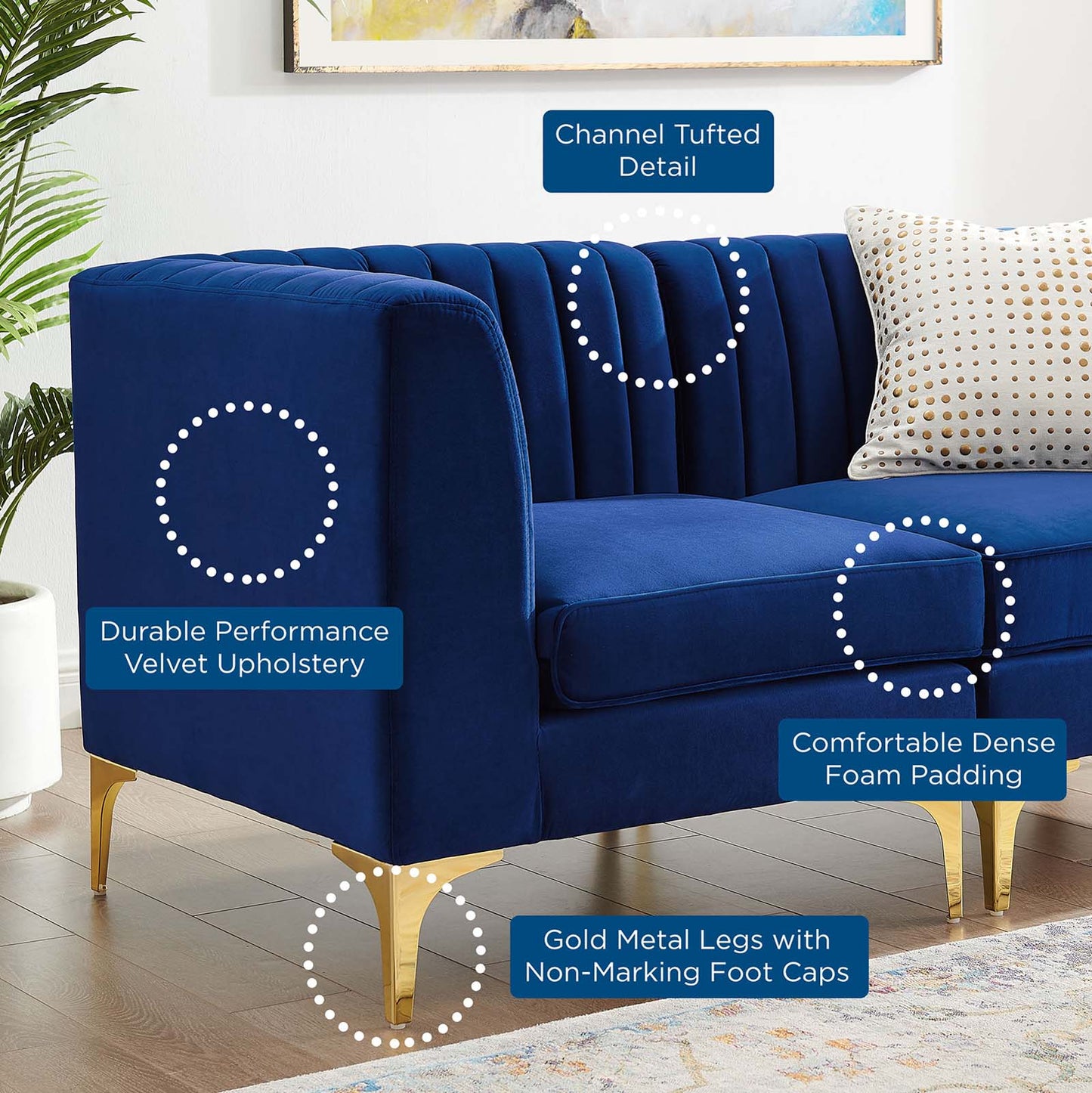 Triumph Channel Tufted Performance Velvet Loveseat by Modway