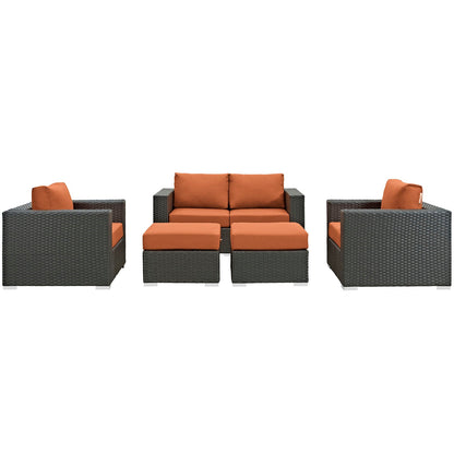 Sojourn 5 Piece Outdoor Patio Sunbrella¨ Sectional Set by Modway