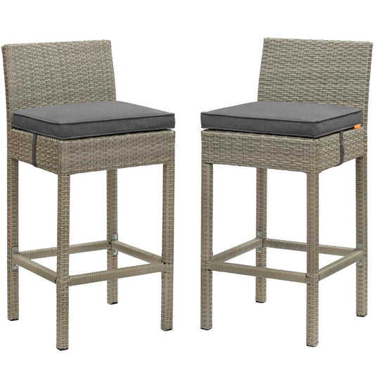 Conduit Outdoor Patio Wicker Rattan Bar Stool Set of 2 by Modway