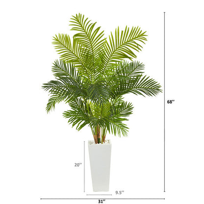 68" Hawaii Palm Artificial Tree in Tall White Planter