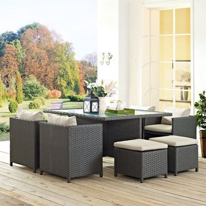 Sojourn 9 Piece Outdoor Patio Sunbrella¨ Dining Set by Modway
