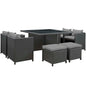 Sojourn 9 Piece Outdoor Patio Sunbrella¨ Dining Set by Modway