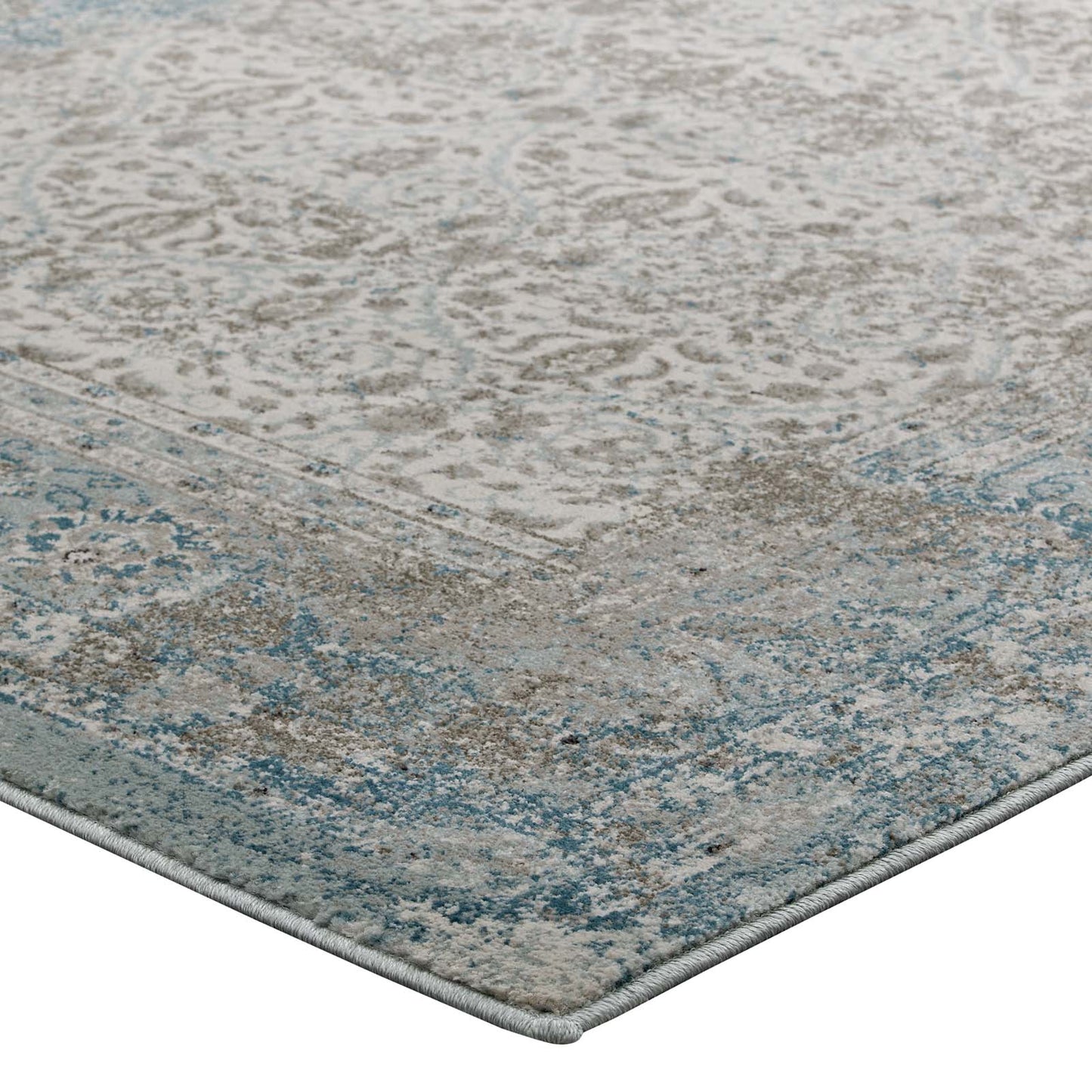 Dilys Distressed Vintage Floral Lattice 8x10 Area Rug by Modway