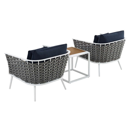 Stance 3 Piece Outdoor Patio Aluminum Sectional Sofa Set by Modway