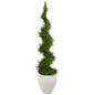 4.5' Cypress Artificial Spiral Topiary Tree in White Planter