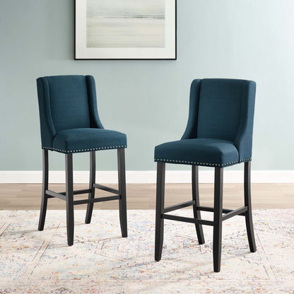 Baron Upholstered Fabric Bar Stool Set of 2 by Modway