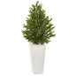4' Olive Cone Topiary Artificial Tree in White Planter UV Resistant