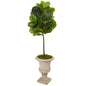 5' Fiddle Leaf Artificial Tree in Sand Finished Urn (Real Touch)