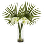 Fan Palm and Calla Lily Artificial Arrangement