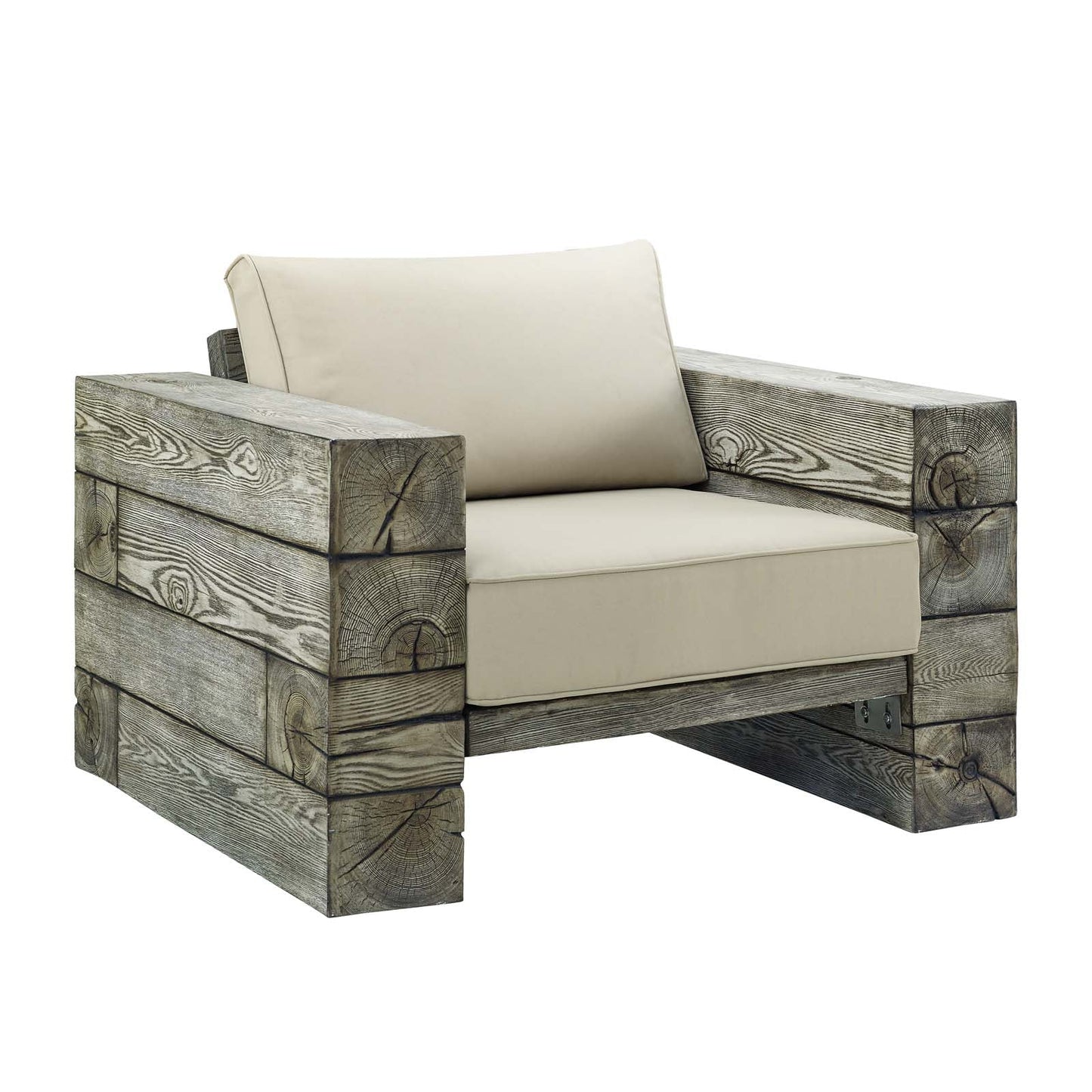 Manteo Rustic Coastal Outdoor Patio Sunbrella¨  Lounge Armchair