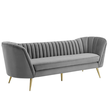 Opportunity Vertical Channel Tufted Curved Performance Velvet Sofa by Modway