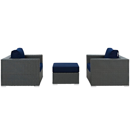 Sojourn 3 Piece Outdoor Patio Sunbrella¨ Sectional Set by Modway