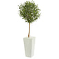 56" Olive Artificial Tree In White Tower Planter 9226 By Nearly Natural