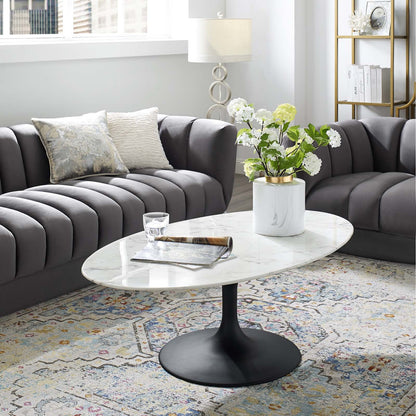 Lippa 48" Oval Faux Marble Coffee Table by Modway