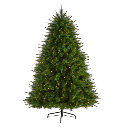 7' New England Pine Artificial Christmas Tree with 400 Clear Lights