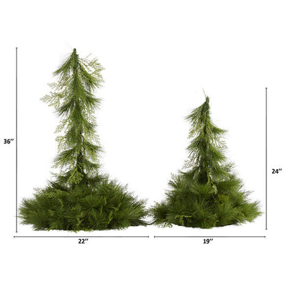 24" and 36" Table Top/Hanging Artificial Christmas Decor (Set of 2)