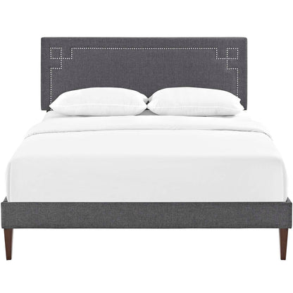 Ruthie Fabric Queen Platform Bed with Squared Tapered Legs by Modway