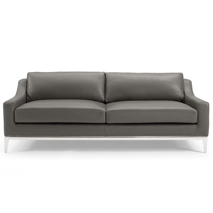 Harness 83.5" Stainless Steel Base Leather Sofa by Modway