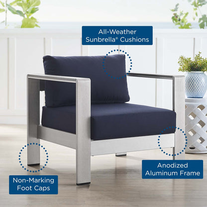 Shore Sunbrella¨ Fabric Aluminum Outdoor Patio Armchair by Modway