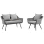 Endeavor 2 Piece Outdoor Patio Wicker Rattan Loveseat and Armchair Set by Modway